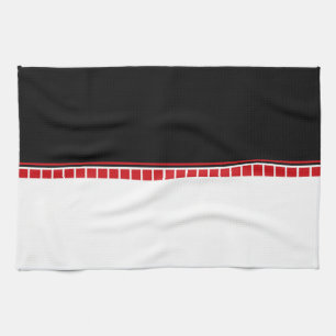 Kleurrijk Abstract Zwart Wit en Rood Patroon Theedoek