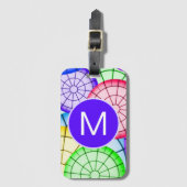 Kleurrijk Abstracte Cirkels Patroon Monogram Bagagelabel (Voorkant (verticaal))