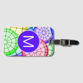 Kleurrijk Abstracte Cirkels Patroon Monogram Bagagelabel (Voorkant (horizontaal))