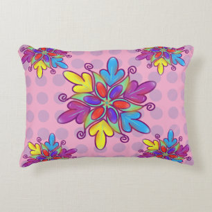 Kleurrijk Abstracte Kaleidoscoop Bloem Patroon Accent Kussen