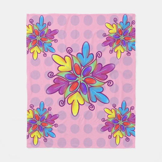 Kleurrijk Abstracte Kaleidoscoop Bloem Patroon Fleece Deken (Voorkant)