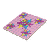 Kleurrijk Abstracte Kaleidoscoop Bloem Patroon Tegeltje (Zijkant)
