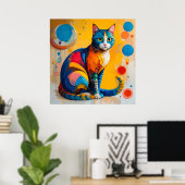 Kleurrijk Abstracte Kat Kunstwerk Poster (Thuiskantoor)