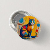 Kleurrijk Abstracte Kat Kunstwerk Ronde Button 3,2 Cm (Voorkant /achterkant)