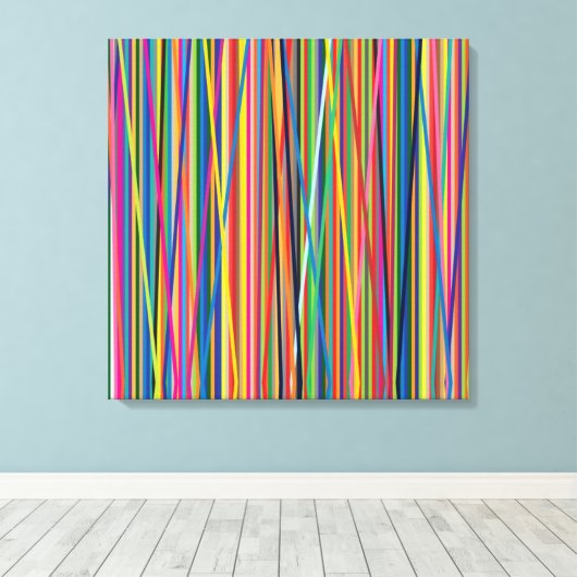 Kleurrijk abstracte strepen canvas afdruk (Insitu (Houten vloer))