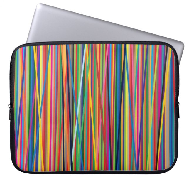 Kleurrijk abstracte strepen laptop sleeve (Voorkant)