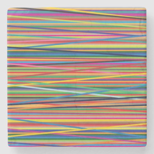 Kleurrijk abstracte strepen stenen onderzetter (Voorkant)