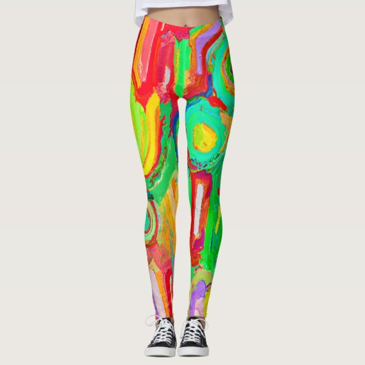 Kleurrijk abstractiepatroon leggings (Voorkant)