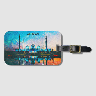 Kleurrijk Abu Dhabi VAE Olieverfschilderij Bagagelabel