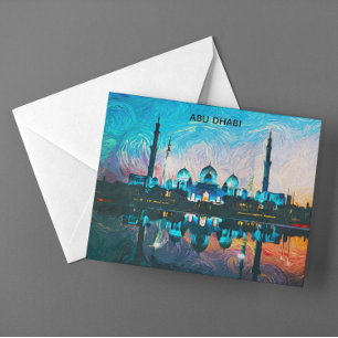 Kleurrijk Abu Dhabi VAE Olieverfschilderij Briefkaart