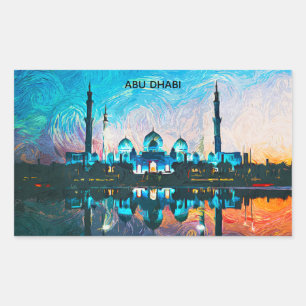 Kleurrijk Abu Dhabi VAE Olieverfschilderij Rechthoekige Sticker