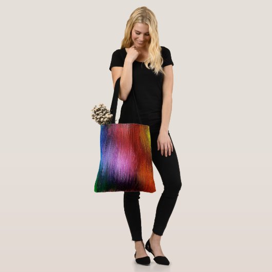 Kleurrijk achtergrondpatroon, tote bag (Op model)