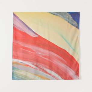 Kleurrijk acryl: geweven houten fragment wandkleed