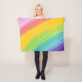 Kleurrijk acrylische Waterverf regenboogpatroon | Fleece Deken