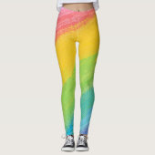 Kleurrijk acrylische Waterverf regenboogpatroon | Leggings (Voorkant)