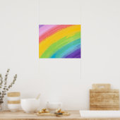 Kleurrijk acrylische Waterverf regenboogpatroon | Poster (Keuken)