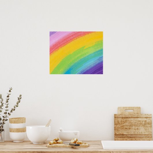 Kleurrijk acrylische Waterverf regenboogpatroon | Poster (Keuken)
