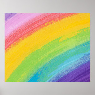 Kleurrijk acrylische Waterverf regenboogpatroon   Poster