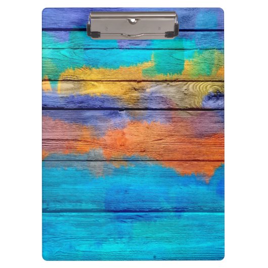 Kleurrijk acrylverf op hout #4 klembord (Voorkant)