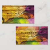 Kleurrijk acrylverf op hout #4 visitekaartje (Voorkant / Achterkant)
