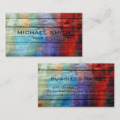 Kleurrijk acrylverf op hout visitekaartje (Voorkant / Achterkant)