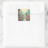 kleurrijk afbeelding vierkante sticker (Tas)