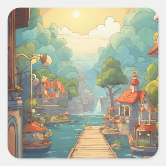 kleurrijk afbeelding vierkante sticker (Voorkant)