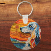 Kleurrijk Afghaans hondenportret Sleutelhanger (Voorkant)