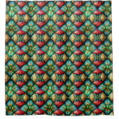 Kleurrijk Afrikaans-geïnspireerd geometrisch mozaï Douchegordijn (Voorkant)