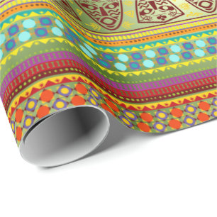 Kleurrijk Afrikaans maskerpatroon Stripe Kente Pat Cadeaupapier