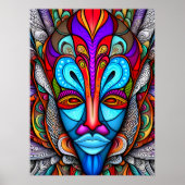Kleurrijk Afrikaans Tribal Mask Poster (Voorkant)