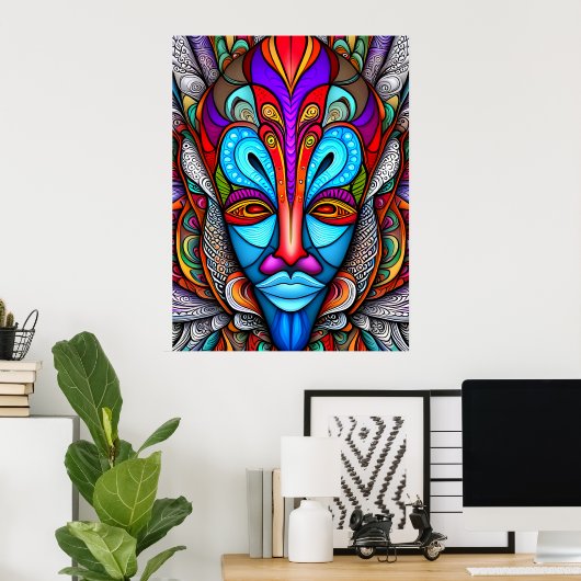 Kleurrijk Afrikaans Tribal Mask Poster (Thuiskantoor)