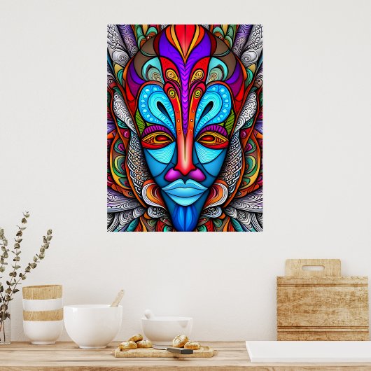 Kleurrijk Afrikaans Tribal Mask Poster (Keuken)