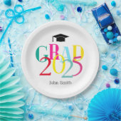 Kleurrijk AFSTUDEERDER 2024 Graduation Party Custo Papieren Bordje (Feest)