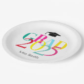 Kleurrijk AFSTUDEERDER 2024 Graduation Party Custo Papieren Bordje (Gekanteld)