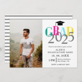 Kleurrijk AFSTUDEERDER 2025 Foto Afstuderen Uitnod Kaart (Voorkant / Achterkant)