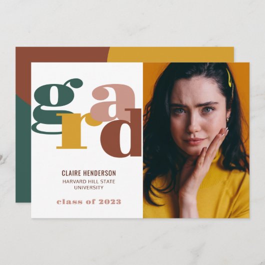 Kleurrijk Afstudeerder Vet Afstuderen Aankondiging (Voorkant / Achterkant)