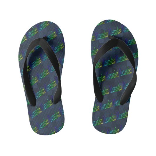 Kleurrijk Alexander naamlogo, Kinder Teenslippers (Voetbed)