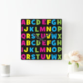 Kleurrijk alfabet A t/m Z Vierkante Klok (Huis)