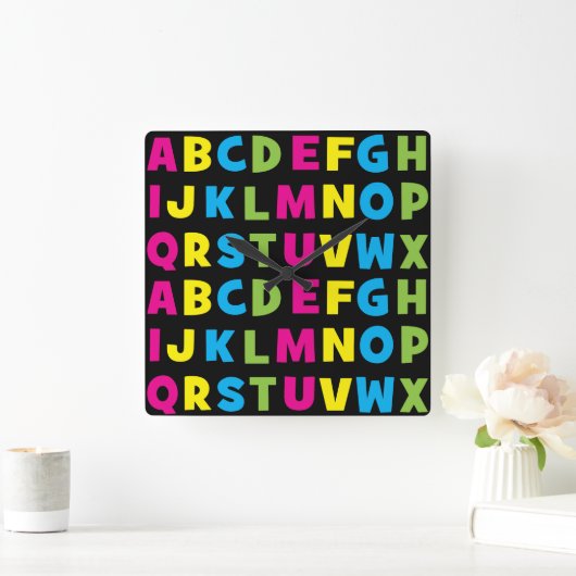 Kleurrijk alfabet A t/m Z Vierkante Klok (Huis)