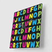 Kleurrijk alfabet A t/m Z Vierkante Klok (Hoek)