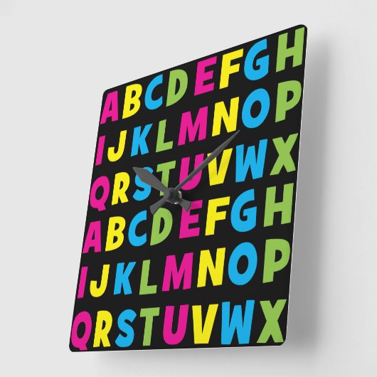 Kleurrijk alfabet A t/m Z Vierkante Klok (Hoek)