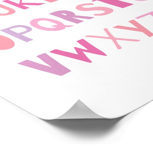 Kleurrijk Alfabet Nursery Kunst Decor | Meisje Poster (Hoek)