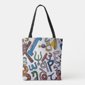 Kleurrijk Alfabet Tote Bag (Achterkant)