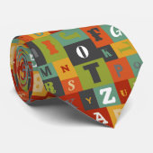 Kleurrijk alfabetpatroon stropdas (Opgerold)