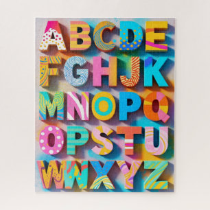 Kleurrijk alfabetpuzzel met ontbrekende letters legpuzzel