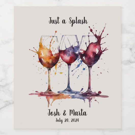 Kleurrijk Alleen een spatje wijn aquarel  Wijn Etiket (Enkel label)