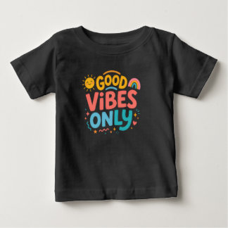 Kleurrijk Alleen Goede Vibes Retro T-shirt voor pe