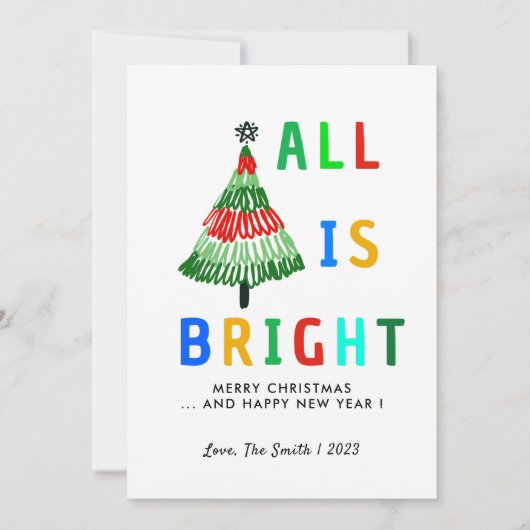 Kleurrijk alles is heldere kerst feestdagenkaart (Voorkant)