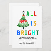 Kleurrijk alles is heldere kerst feestdagenkaart (Voorkant / Achterkant)